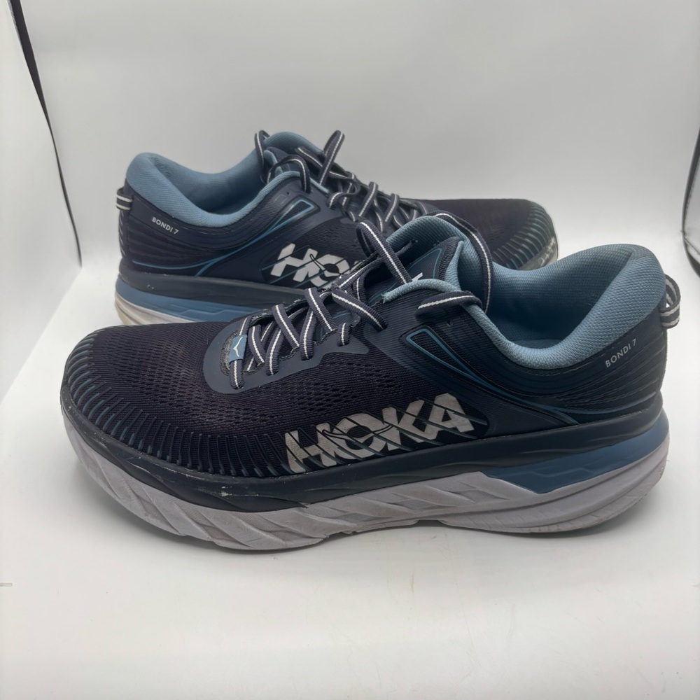 HOKA ONE ONE Bondi 7 Men’s 11.5 Ombre Provincial Blue Max Cushion Running Shoes